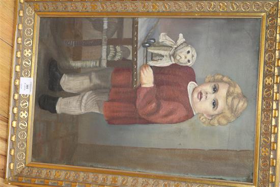 M. Luiz. oil on board of a child, signed and dated 1946 52 x 34cm.